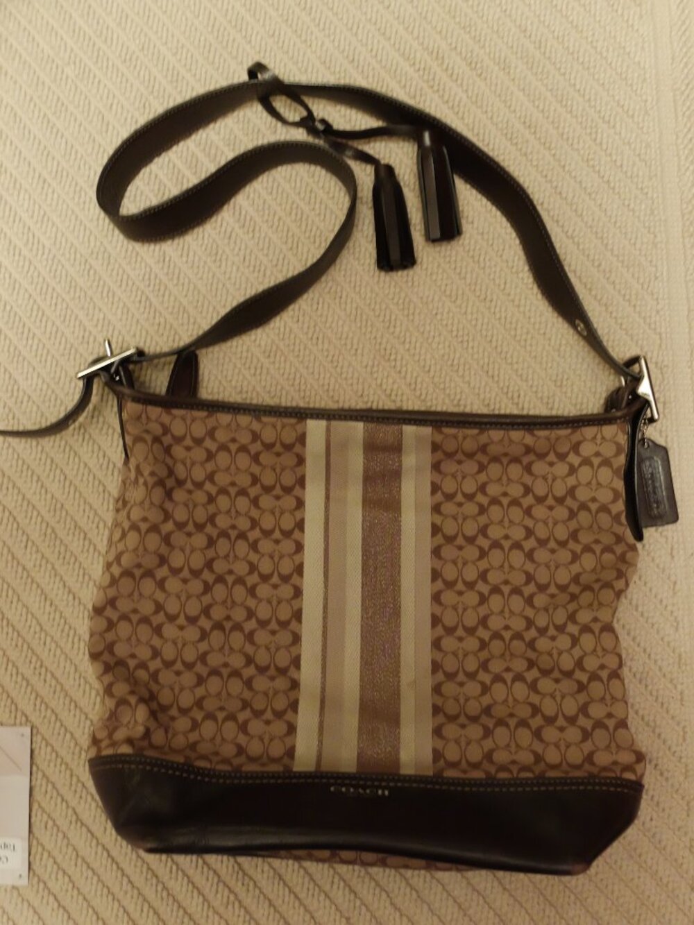 Coach Legacy Signature C Stripe Brown Crossbody Bag